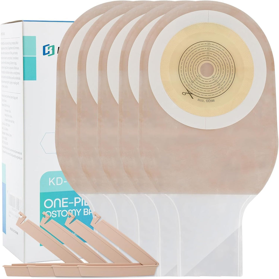 30 PCS Colostomy Bags,One Piece Ostomy Drainable Pouches with Closure for Ileostomy Stoma Care, 15mm-60mm Cut to Fit（180 Stickers)