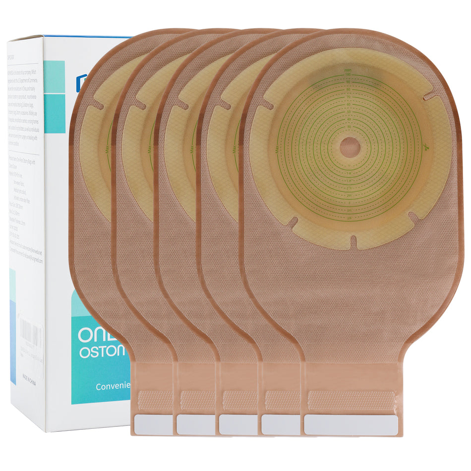 20 Pack Colostomy Bags 100mm Wide Cut | One Piece Drainable Ostomy Pouches | Secure Hook and Loop Closure for Ileostomy & Stoma Care
