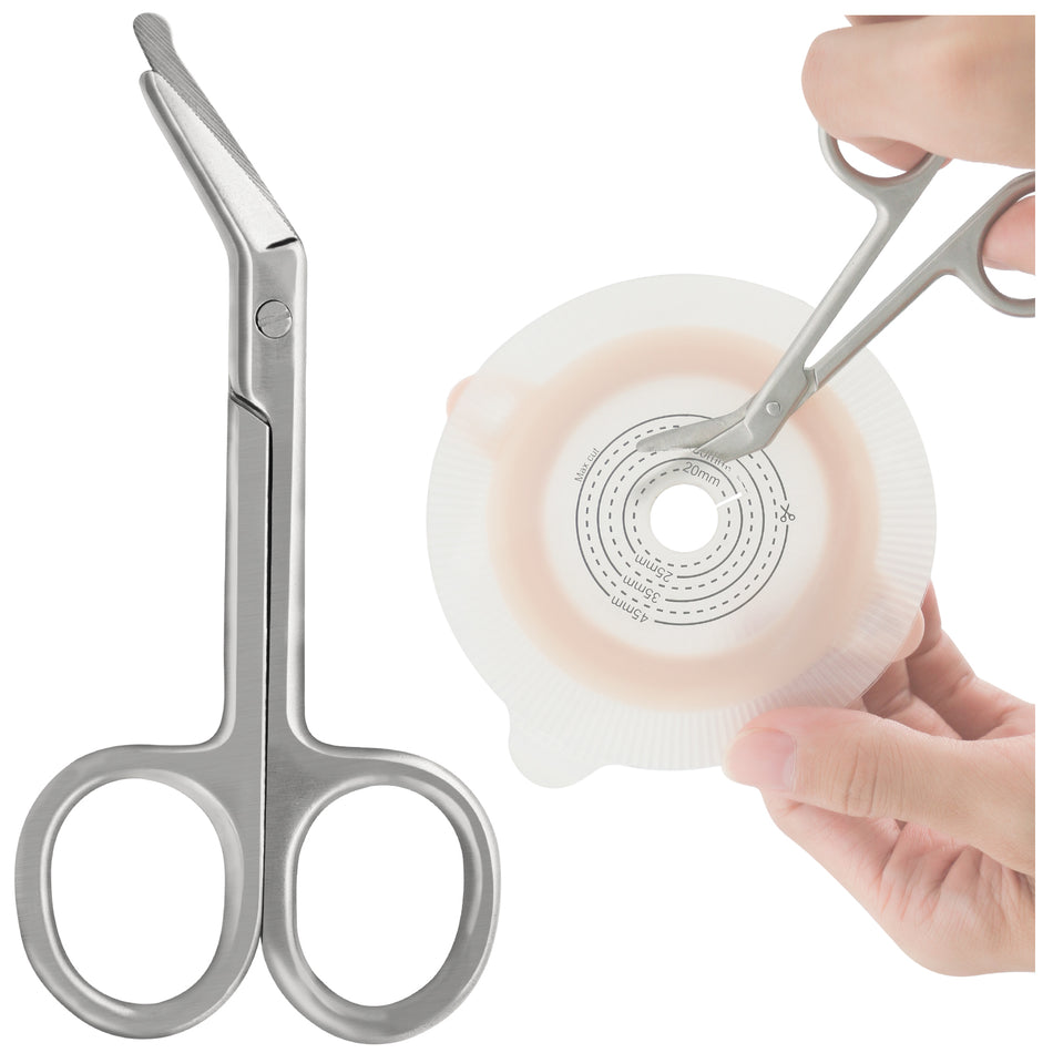 2Pcs Ostomy Scissors Curved Blunt Tips, Small Scissors for Colostomy Bag and Wafer
