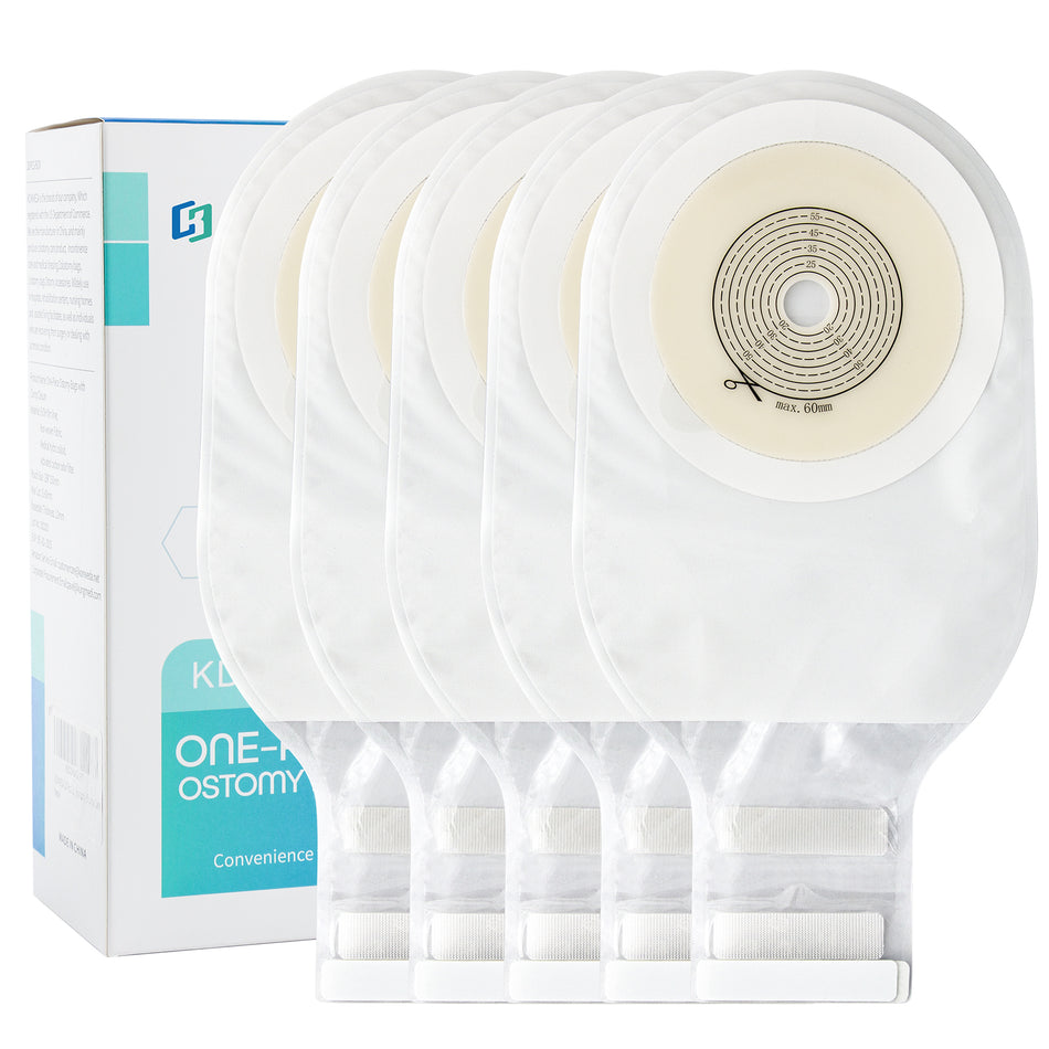 Ostomy Bags, One Piece Drainable Colostomy Pouch, Cut-to-Fit, 20 PCS