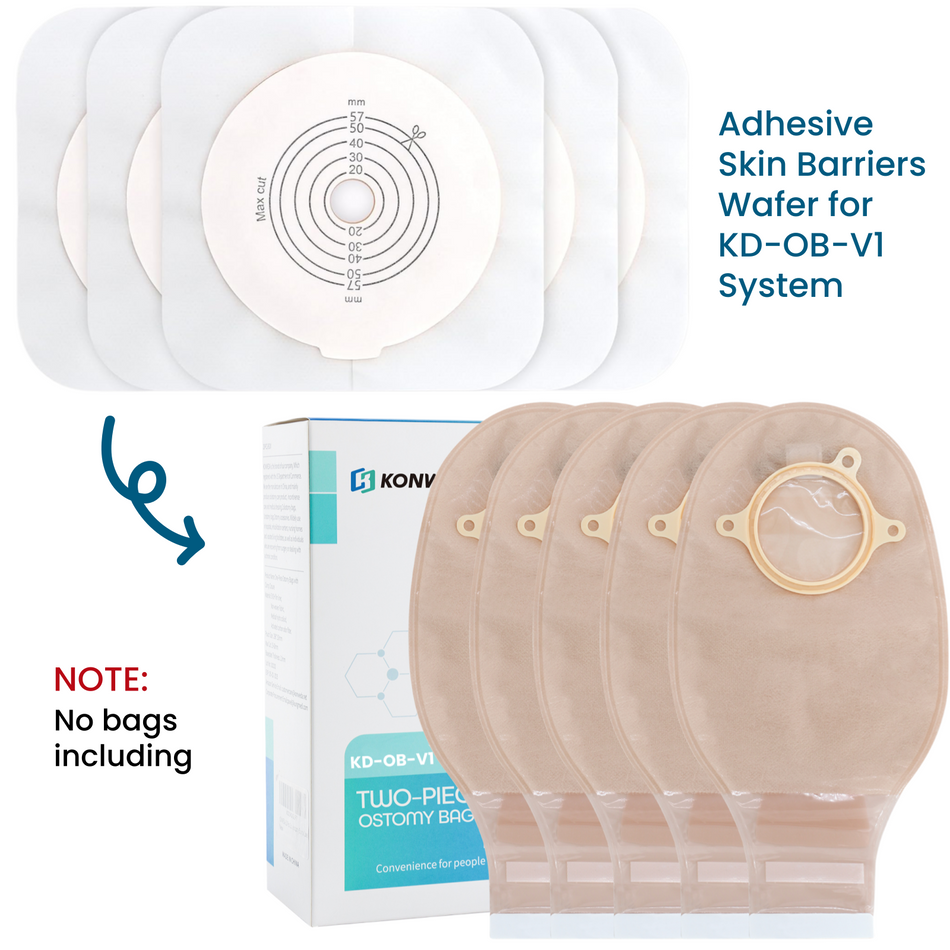 12Pcs Adhesive Skin Barrier with Non-Woven Border for Two-Piece Colostomy Bags KD-OB-V1 (No bags included）