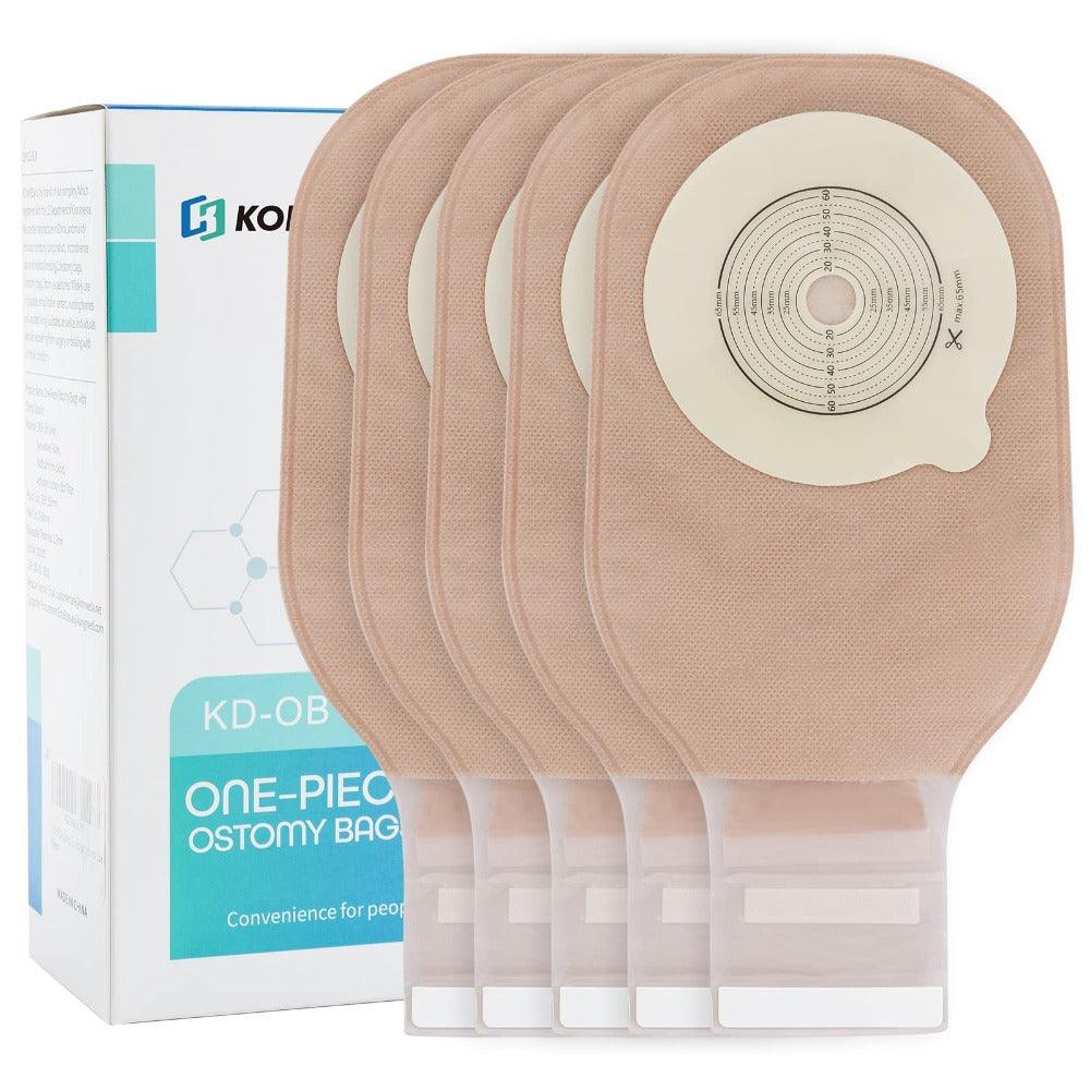 Colostomy Bags, One Piece Drainable Ostomy Pouch with Hook and Loop Cl ...
