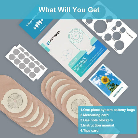 Colostomy Bags, One Piece Drainable Ostomy Pouch with Hook and Loop Closure, Cut-to-Fit, 20 PCS - KONWEDA MEDICAL TBOB0013