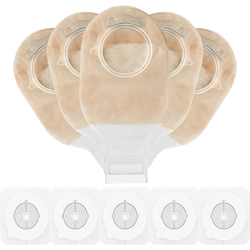 Colostomy Bags with Clamp Closure, Two Piece Drainable Pouch, Cut-to-Fit (15 PCS Bags+5 PCS Barrier) - KONWEDA MEDICAL KDOB0005