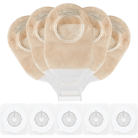 Colostomy Bags with Clamp Closure, Two Piece Drainable Pouch, Cut-to-Fit (15 PCS Bags+5 PCS Barrier) - KONWEDA MEDICAL KDOB0005